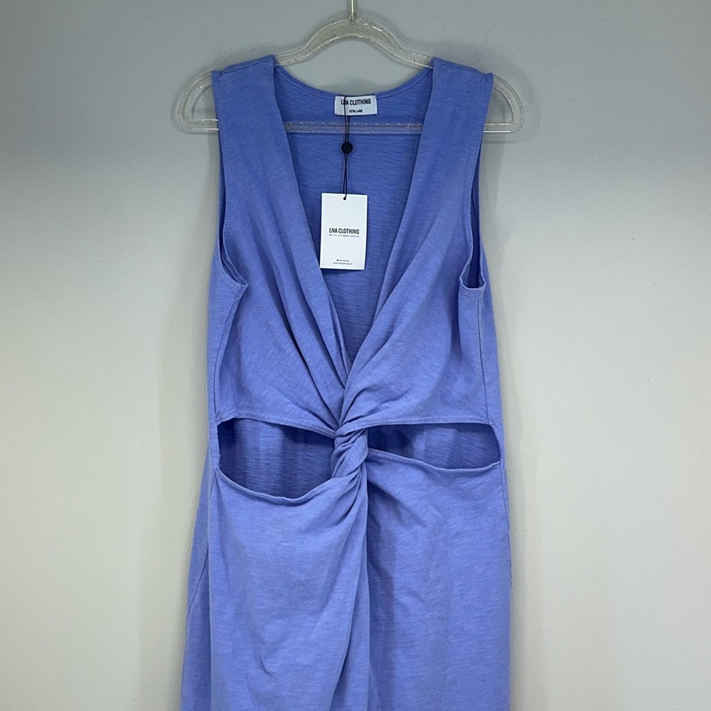 LNA Lavender Twist-Front Cutout Dress